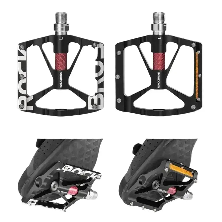 Rockbros Alloy Bearing MTB Bike Pedals, Reflective Anti-Slip Flat Platform by Habicare