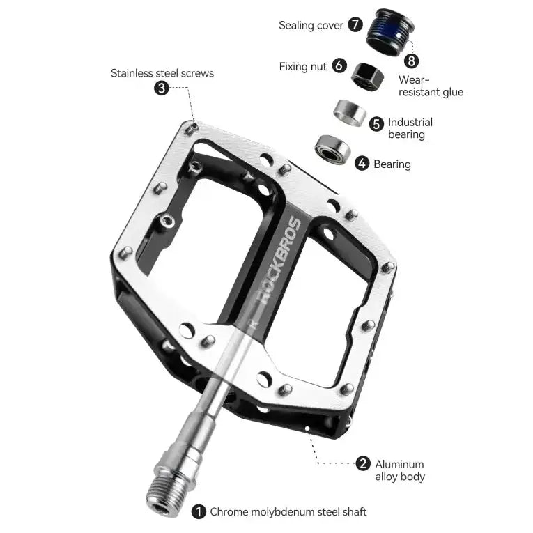 Rockbros Aluminum Alloy Sealed Bearing MTB & Road Bike Pedals by Habicare