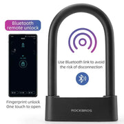Rockbros Bluetooth Fingerprint Bicycle U-Lock by Habicare
