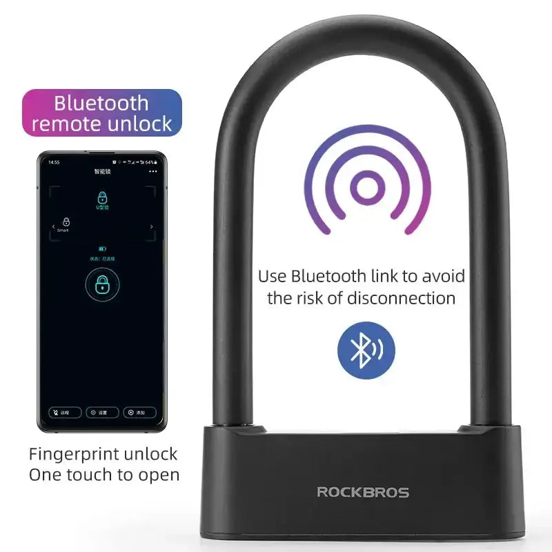 Rockbros Bluetooth Fingerprint Bicycle U-Lock by Habicare