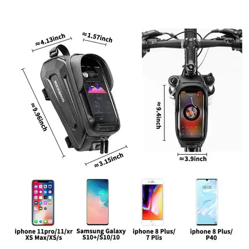 Habicare Waterproof Bicycle Front Phone Bag with Touchscreen, Fits 6.5-Inch Phones Waterproof Bicycle Front Phone Bag with Touchscreen, Fits 6.5-Inch Phones