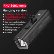1,500LM / 1,000LM Type-C Rechargeable Aluminum Bicycle Front Light by Habicare