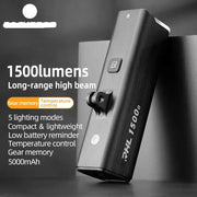1,500LM / 1,000LM Type-C Rechargeable Aluminum Bicycle Front Light by Habicare