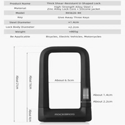 Silicone U-Shaped Anti-Theft Lock for Bicycle, Motorcycle & E-Bikes by Habicare