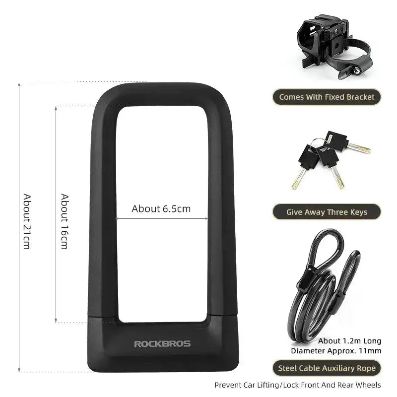 Silicone U-Shaped Anti-Theft Lock for Bicycle, Motorcycle & E-Bikes by Habicare