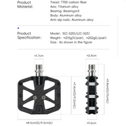 Rockbros 3-Bearing Carbon Fiber Bike Pedals, Ultra-Light Anti-Slip MTB & Road Cycling Pedals by Habicare