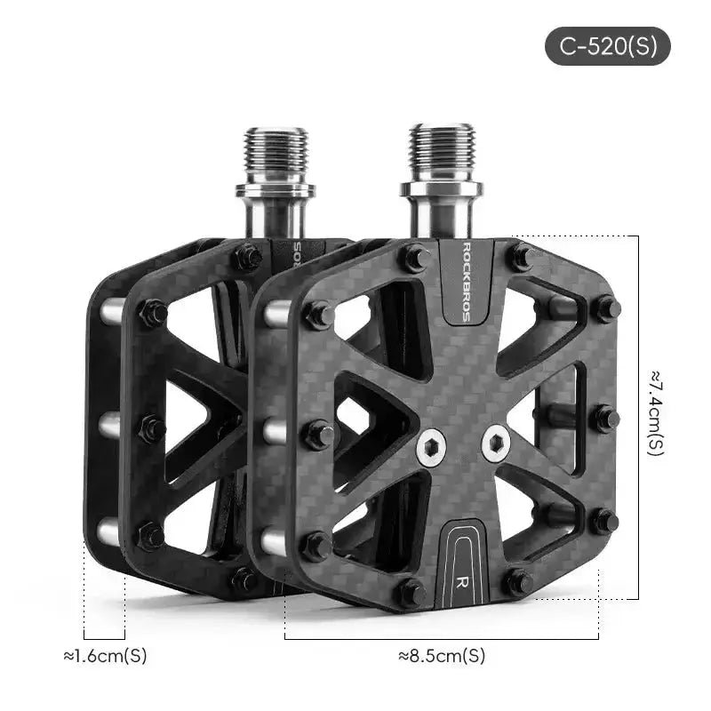 Rockbros 3-Bearing Carbon Fiber Bike Pedals, Ultra-Light Anti-Slip MTB & Road Cycling Pedals by Habicare