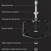 Habicare Ultralight Nylon MTB Bike Pedals, Sealed Bearings, Wide Non-Slip Platform Ultralight Nylon MTB Bike Pedals, Sealed Bearings, Wide Non-Slip Platform