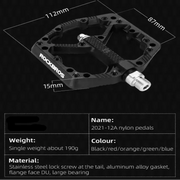 Habicare Ultralight Nylon MTB Bike Pedals, Sealed Bearings, Wide Non-Slip Platform Ultralight Nylon MTB Bike Pedals, Sealed Bearings, Wide Non-Slip Platform