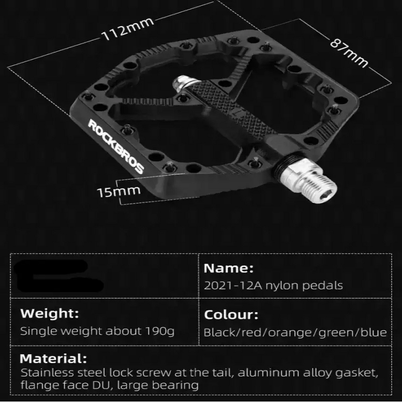 Habicare Ultralight Nylon MTB Bike Pedals, Sealed Bearings, Wide Non-Slip Platform Ultralight Nylon MTB Bike Pedals, Sealed Bearings, Wide Non-Slip Platform