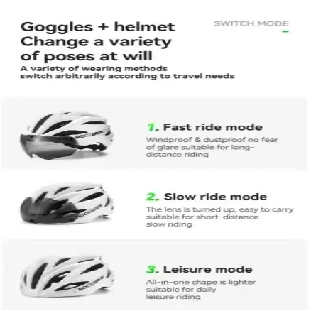 Habicare Adjustable Cycling Helmet 58–62cm with Integrated Magnetic Goggles Adjustable Cycling Helmet 58–62cm with Integrated Magnetic Goggles