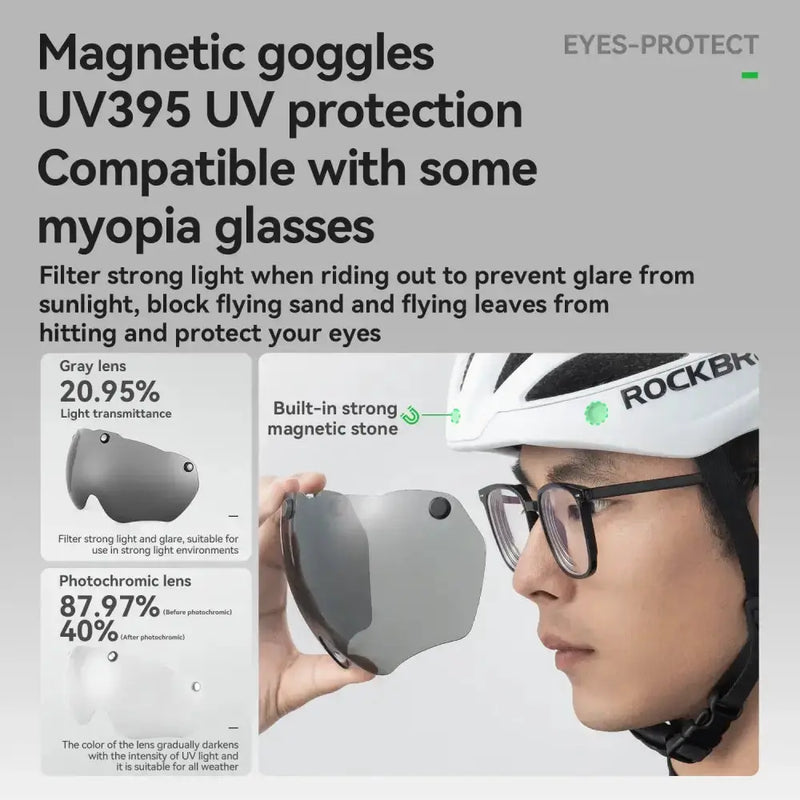 Habicare Adjustable Cycling Helmet 58–62cm with Integrated Magnetic Goggles Adjustable Cycling Helmet 58–62cm with Integrated Magnetic Goggles