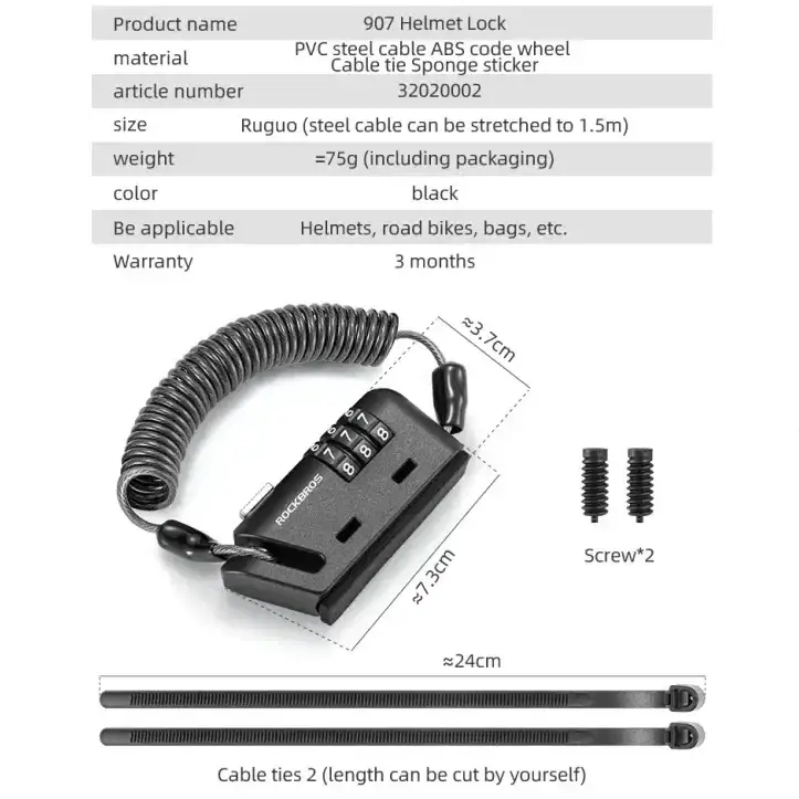 Rockbros Mini 3-Digit Combination Anti-Theft Lock for Bicycle by Habicare