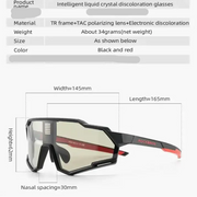 Habicare Photochromic Polarized Cycling Glasses, Liquid Crystal Sports Sunglasses Photochromic Polarized Cycling Glasses, Liquid Crystal Sports Sunglasses