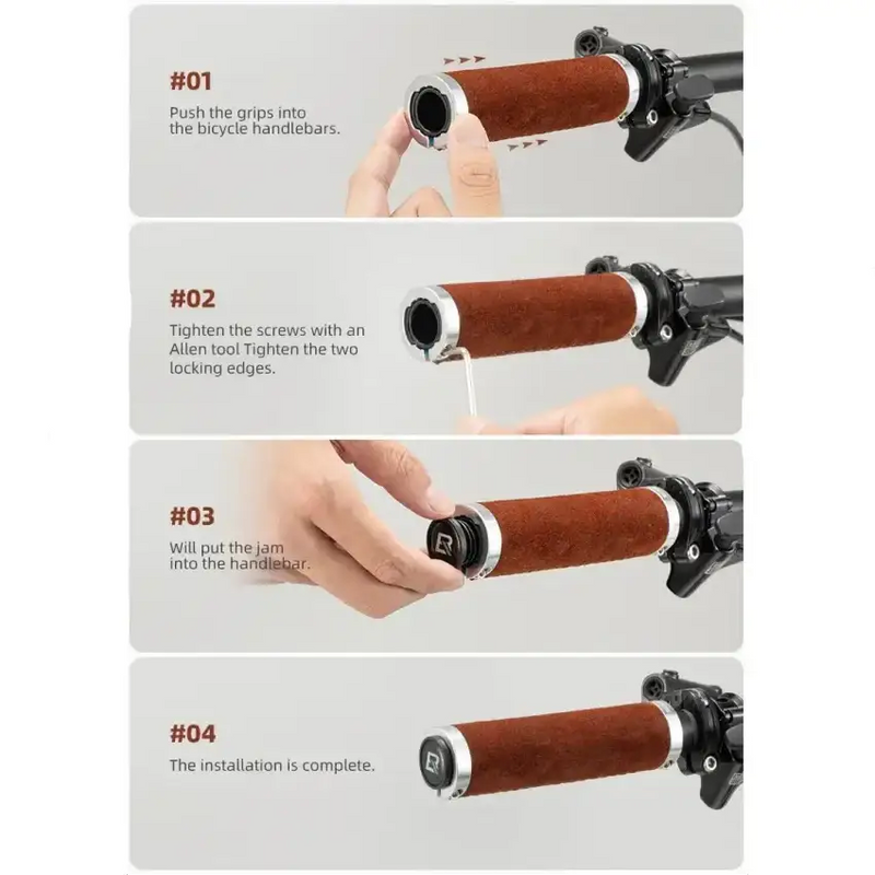 Leather & Silicone MTB Bicycle Grips by Habicare