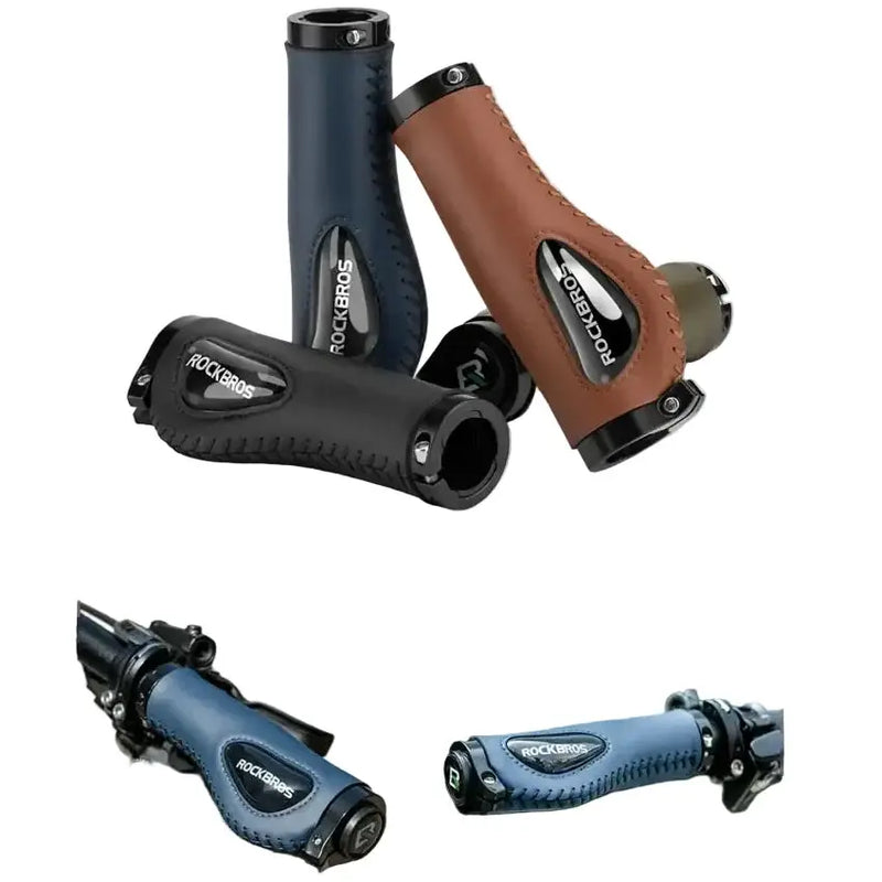 Leather & Silicone MTB Bicycle Grips by Habicare