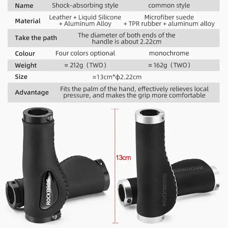 Leather & Silicone MTB Bicycle Grips by Habicare