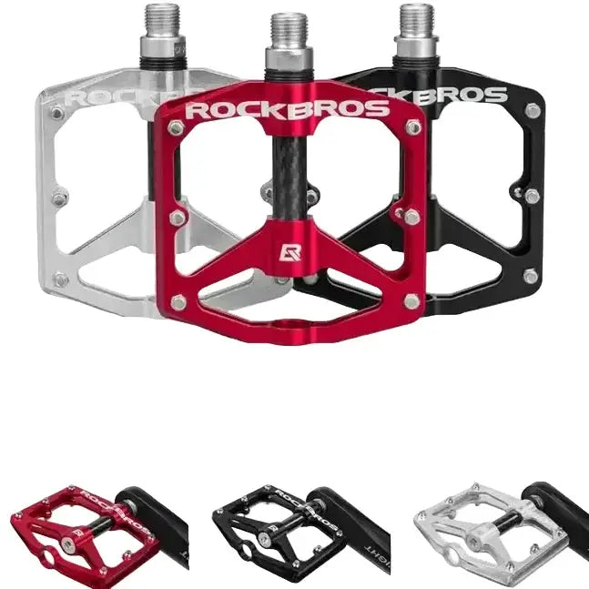 Rockbros Ultralight Aluminum Alloy MTB Pedals, 4-Bearing Flat Platform by Habicare