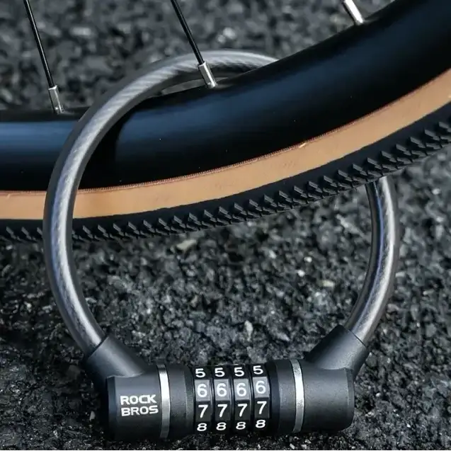 Rockbros 4-Digit Combination Steel Cable Bicycle Lock by Habicare