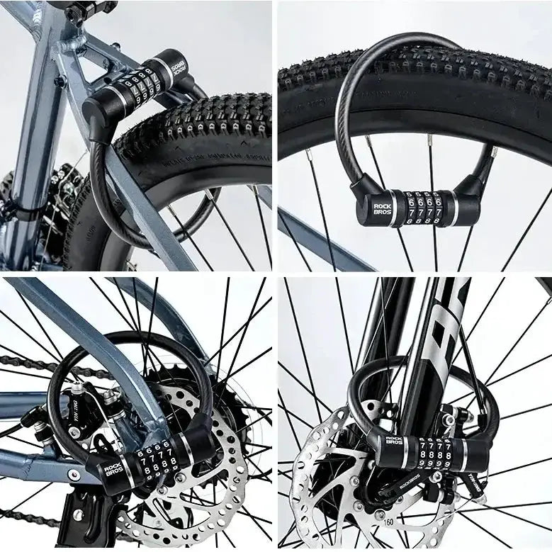 Rockbros 4-Digit Combination Steel Cable Bicycle Lock by Habicare