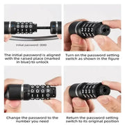 Rockbros 4-Digit Combination Steel Cable Bicycle Lock by Habicare