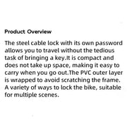 Rockbros 4-Digit Combination Steel Cable Bicycle Lock by Habicare
