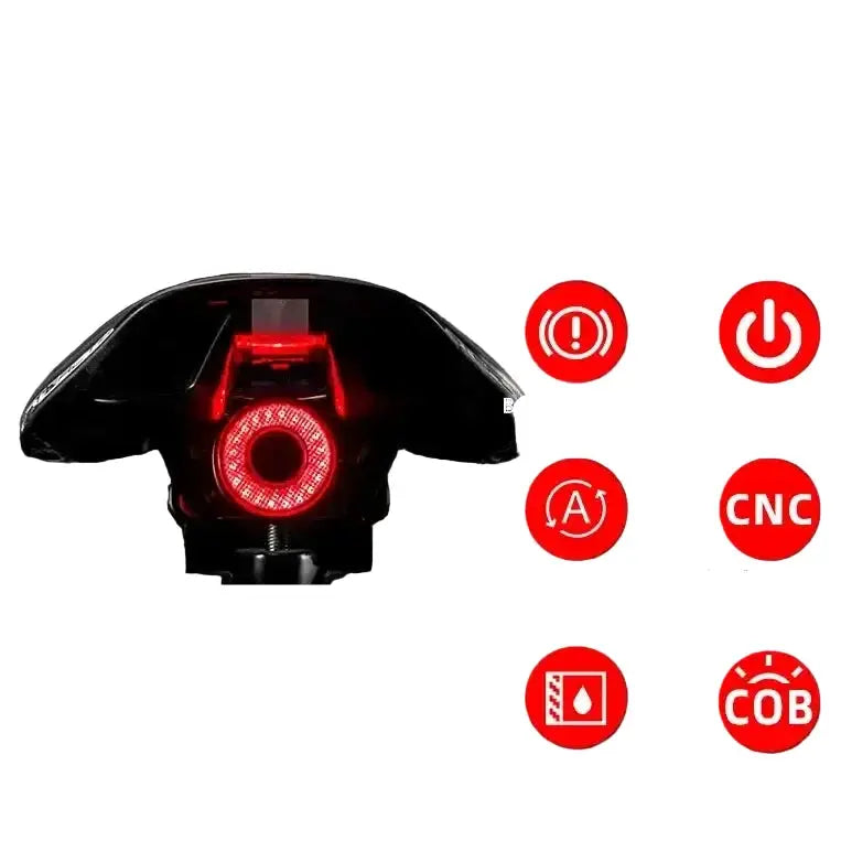 Smart Bicycle Rear Light with Auto Brake Sensing (IPX6 Waterproof) by Habicare