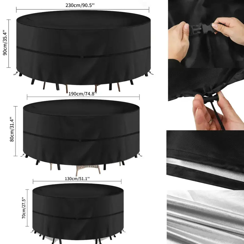 Round Waterproof Patio Furniture Cover – Anti-UV, Windproof (different sizes available) by Habicare