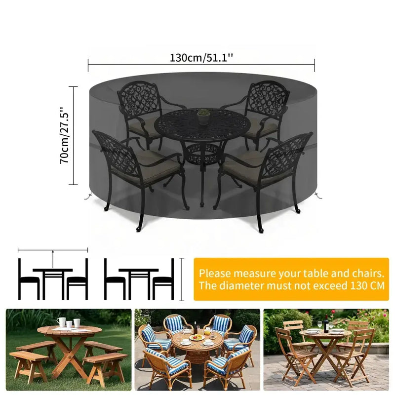 Round Waterproof Patio Furniture Cover – Anti-UV, Windproof (different sizes available) by Habicare