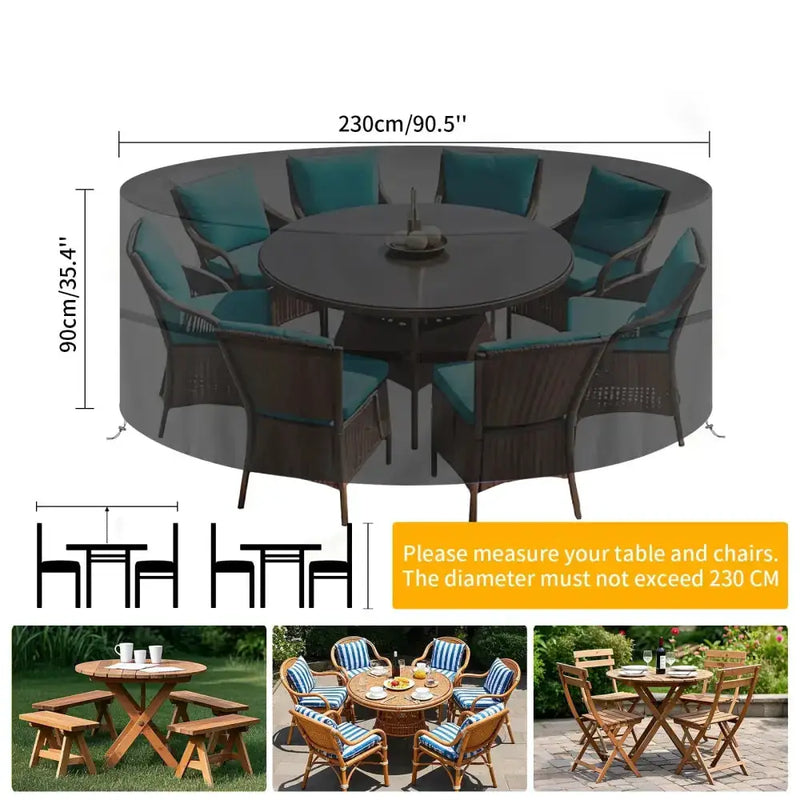 Round Waterproof Patio Furniture Cover – Anti-UV, Windproof (different sizes available) by Habicare