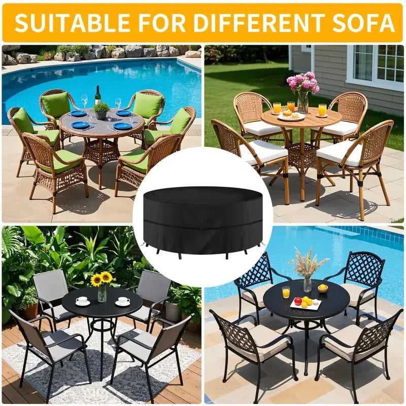 Round Waterproof Patio Furniture Cover – Anti-UV, Windproof (different sizes available) by Habicare