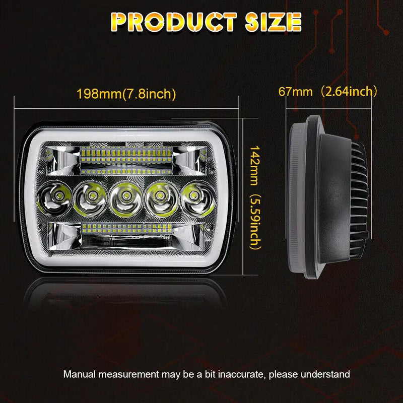 5x7" 7x6" Inch LED Headlights Hi/Lo Beam DRL For Toyota Hilux Jeep Truck 1 Pair by salelink.co.nz
