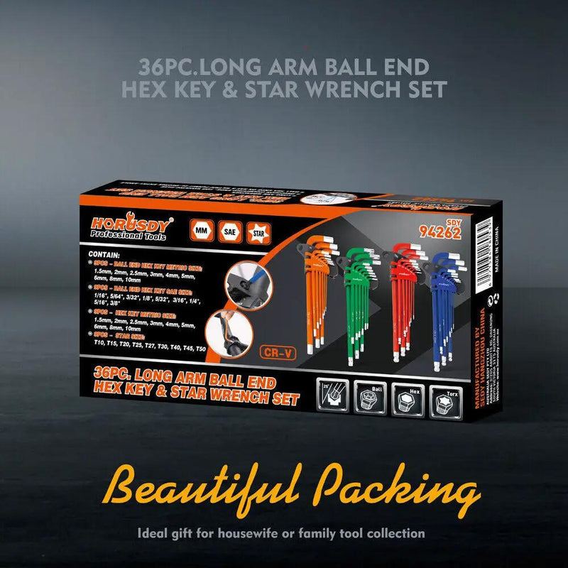 37Pc Hex & Torx Key Set Extra Long Allen Wrench Ball End Tamper Proof Metric/SAE by salelink.co.nz