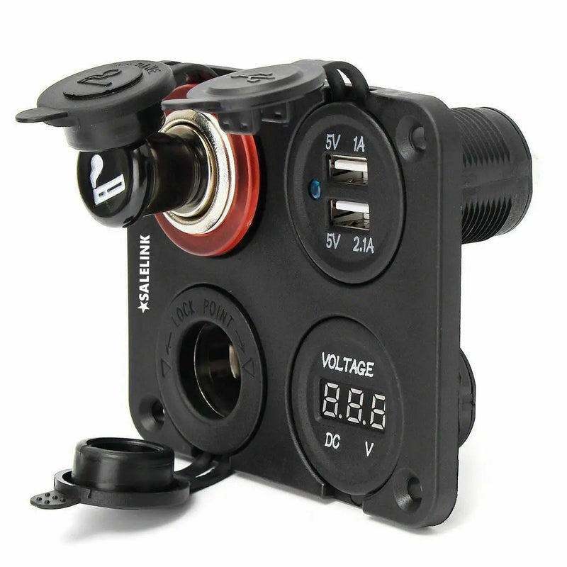 12V-24V Dual Car Cigarette Lighter Plug Socket Dual USB Port Charger Voltmeter by salelink.co.nz