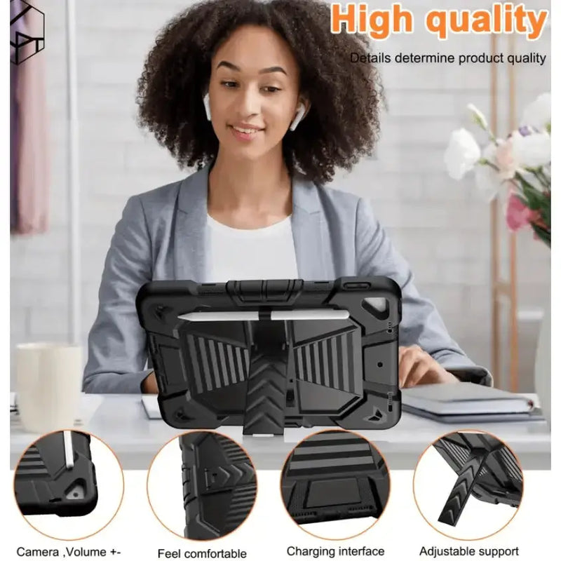techplus Rugged iPad 10.2 Case (7th/8th/9th Gen) – Shockproof Cover, Stand & Pencil Holder Rugged iPad 10.2 Case for 7th 8th 9th Gen with Stand