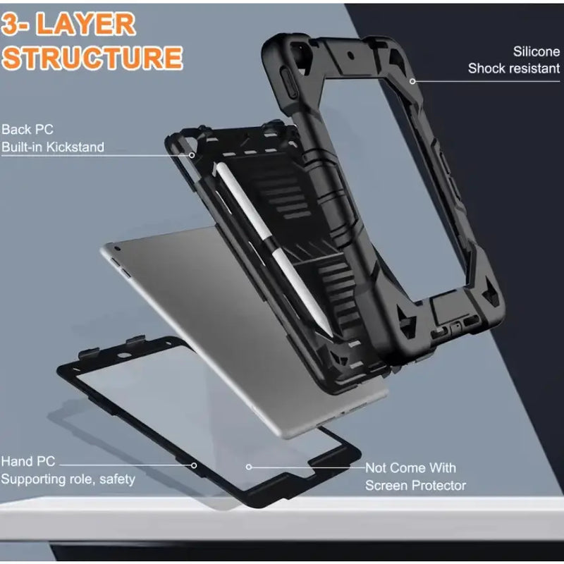 techplus Rugged iPad 10.2 Case (7th/8th/9th Gen) – Shockproof Cover, Stand & Pencil Holder Rugged iPad 10.2 Case for 7th 8th 9th Gen with Stand