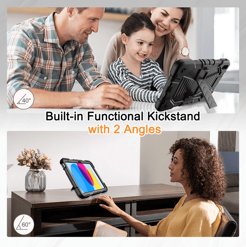 techplus Rugged iPad 11th Gen 10.9 Inch Case Shockproof With Stand Pencil Holder Black TechPlus Rugged iPad 11th Gen Case 10.9 With Stand
