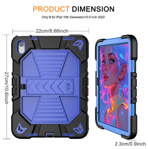 Rugged iPad 10th/11th Gen 10.9" Case – Shockproof Cover Stand & Pencil Holder by techplus