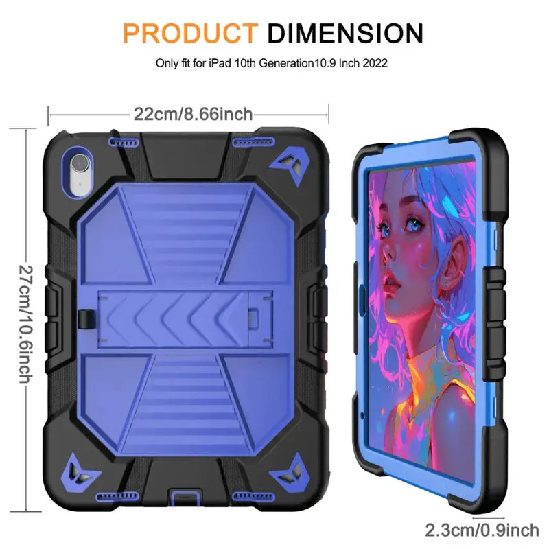 techplus Rugged iPad 10th/11th Gen 10.9" Case – Shockproof Cover Stand & Pencil Holder Rugged iPad 10.9 Case 10th Gen Kickstand Pencil Holder