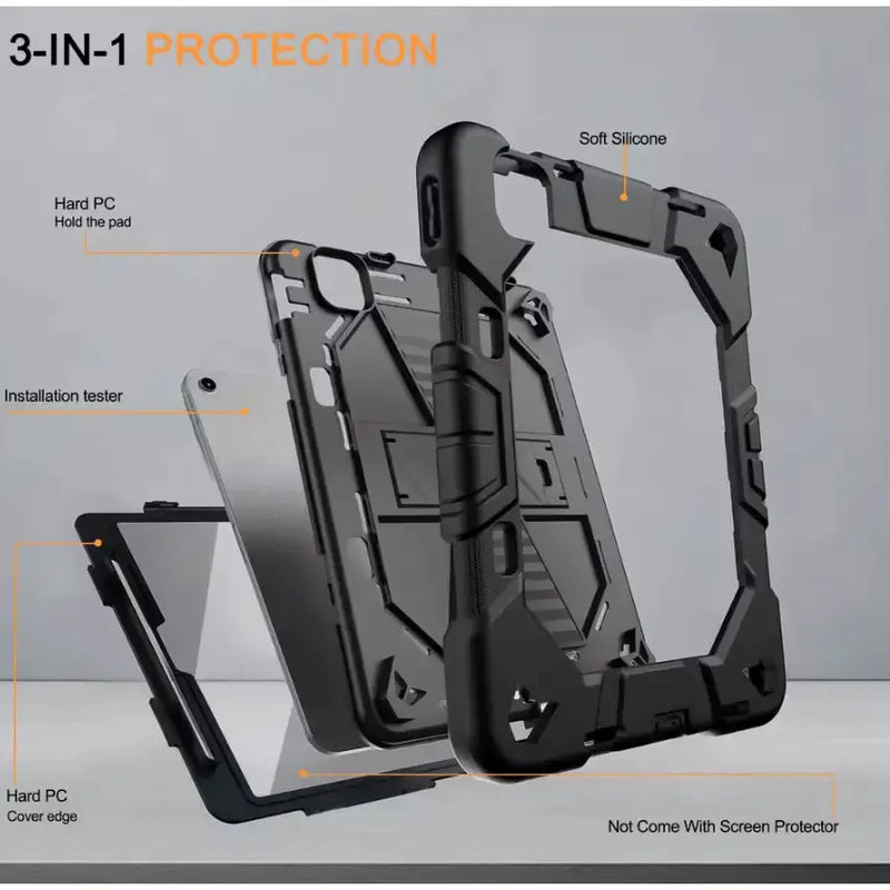 techplus Rugged iPad Air 11" 2024 Case – Shockproof Cover Stand & Pencil Holder Rugged iPad Air 11 Inch Case 2024 Shockproof With Stand