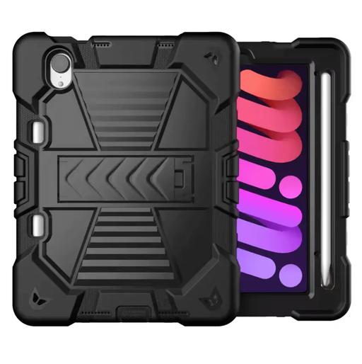 iPad Mini 6 / Mini 7 Rugged Case – Shockproof Cover, Stand & Pencil Holder by techplus