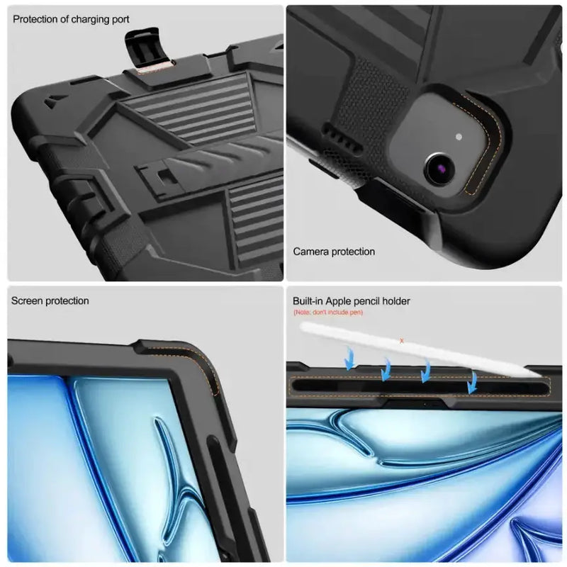 techplus Rugged iPad Pro 11" Case – Heavy-Duty Shockproof Cover,Stand & Pencil Holder Rugged iPad Pro 11 Case Heavy Duty Protection
