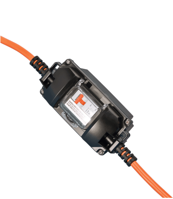 230V Power Adapter Weatherproof 10amp to 16amp for caravan, RV, or portable building connection.