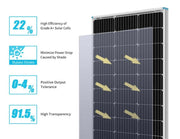 Flexible Solar Panel 100W (1134 x 544 x 3mm) features, showcasing high efficiency and performance metrics.