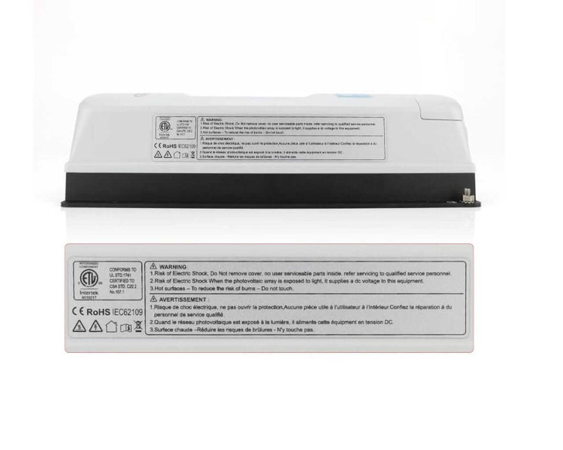 Solar Controller MPPT 40A device with warning label and specifications, designed for off-grid photovoltaic systems.
