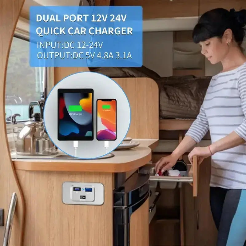 RV USB PD QC3 Fast Charging Outlet (different models available) by Habicare