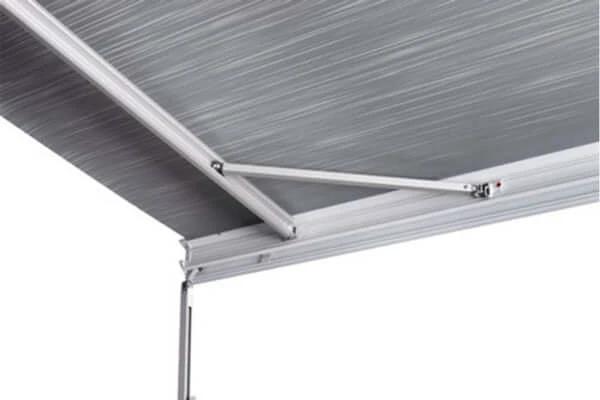 5200 ThuleWall Awning Grey 4.5m long showing the sturdy spring arms and durable PVC-coated fabric.