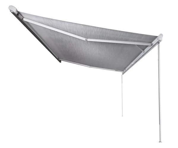 9200 Thule Awning Mystic Grey 5.5m / White case deployed setup for extra-large vehicles.