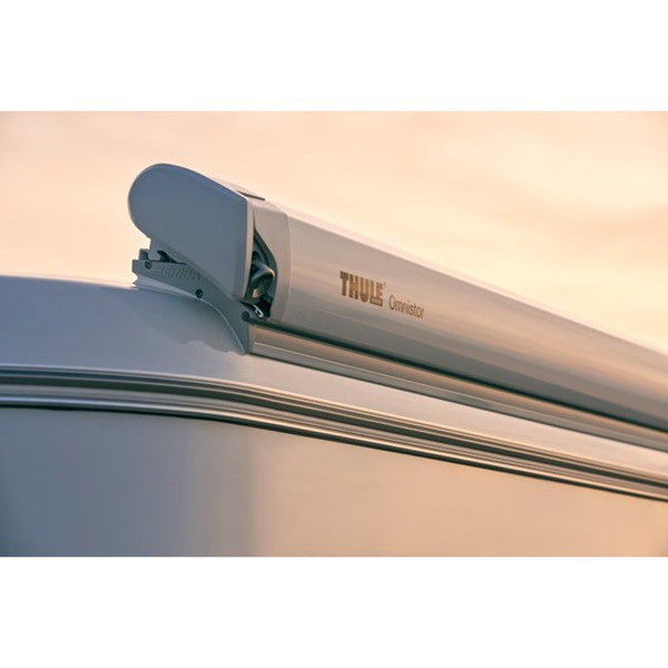 Thule 6300 White Roof Mount Awning Mystic Grey - 3.50m mounted on a vehicle, showcasing contemporary design and quality.