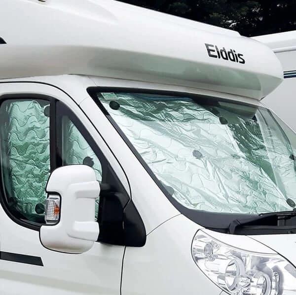 Milenco Motohome Internal Thermal Blind Set - In store installed in a motorhome window for temperature regulation.